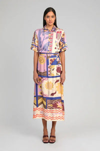 An'ge Rivila Patchwork Printed Midi Skirt - The Mercantile London