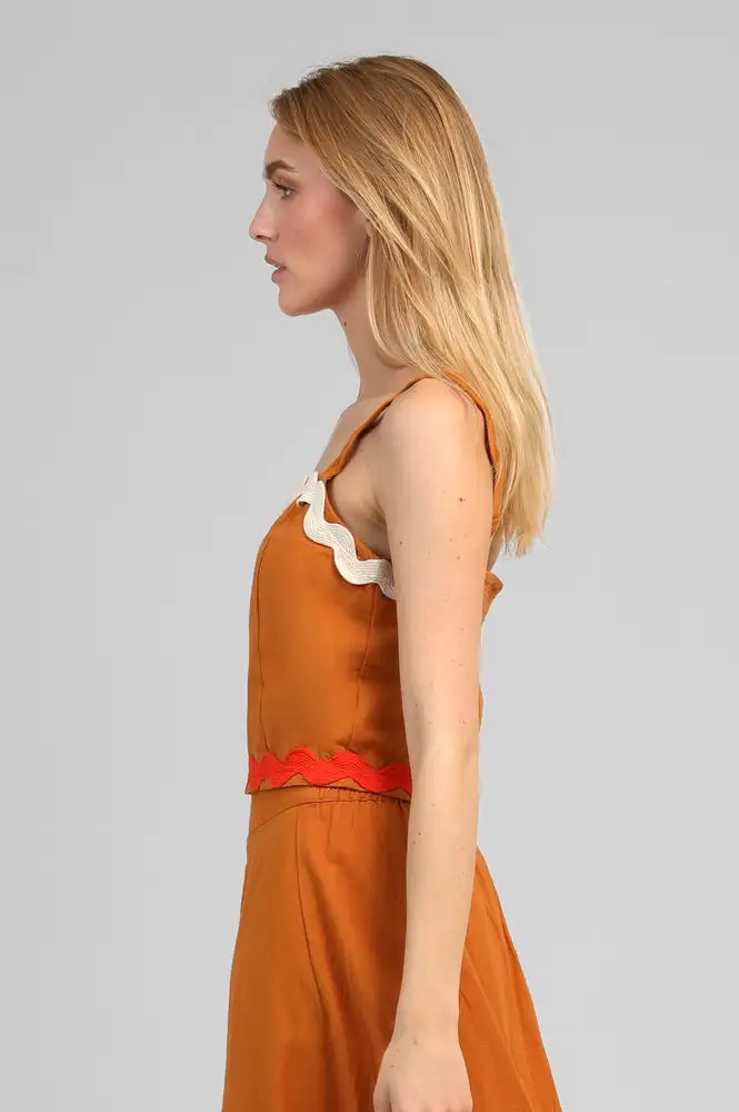 An'ge Soline Gold Ric Rac Top