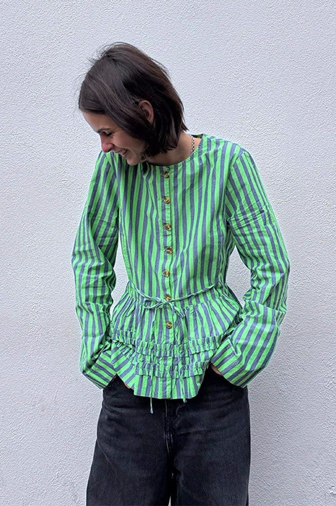 Damson Madder Madison Navy Pop Green Stripe Blouse