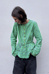 Damson Madder Madison Navy Pop Green Stripe Blouse