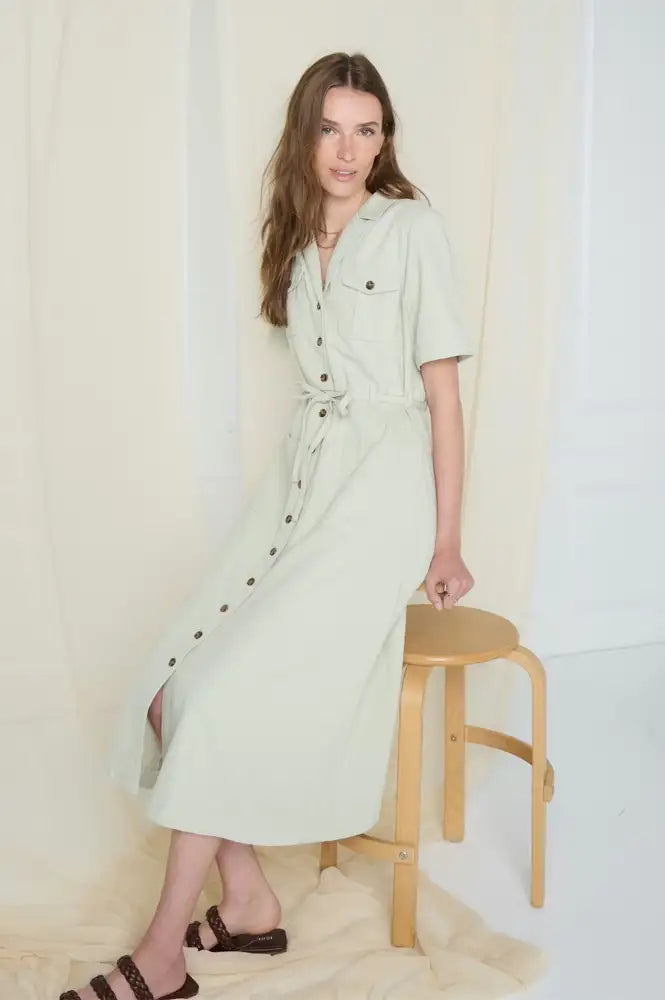 Atelier Rêve Kunis Celadon Green Dress - The Mercantile London