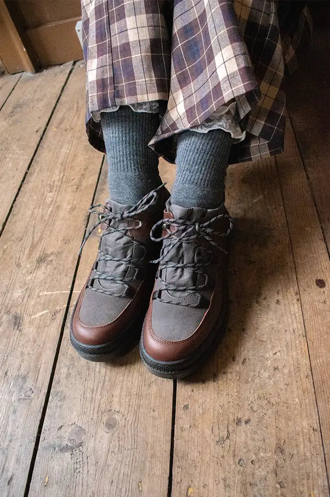 Naguisa Abra Black & Brown Check Low Boots