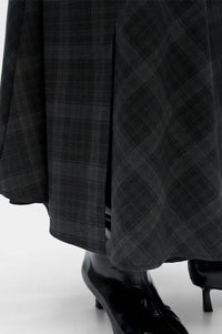 Object Diena Gunmetal Check Maxi Skirt