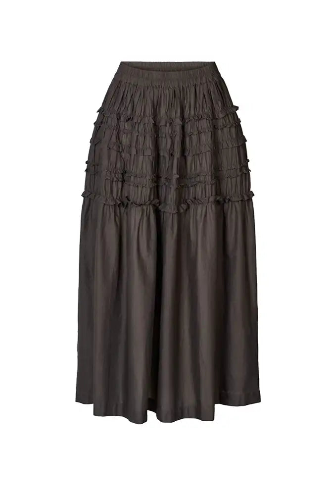 Rabens Saloner Aemla Liqourice Voile Frilled Skirt - The Mercantile London