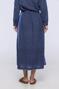 Charlie Joe Shek Navy Two Tone Skirt - The Mercantile London