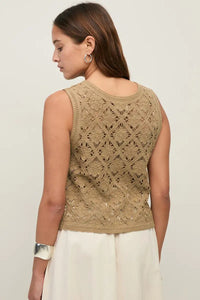 Yerse Hunter Green Crochet Vest Top - The Mercantile London