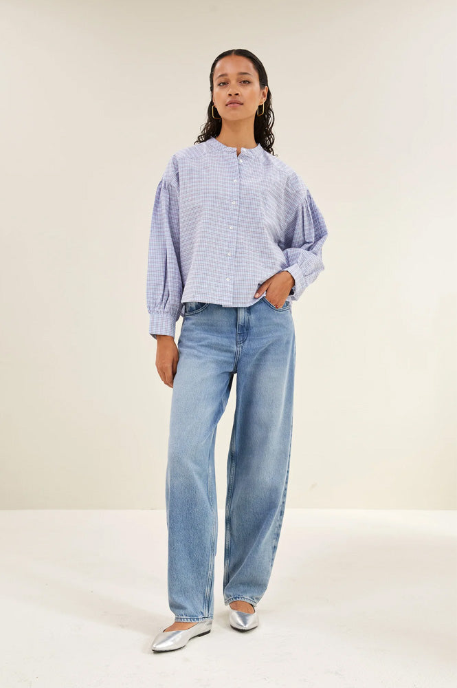 By-Bar Ella Chambray Check Blouse