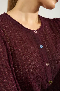 Numph Misla Metallic Fig Cardigan