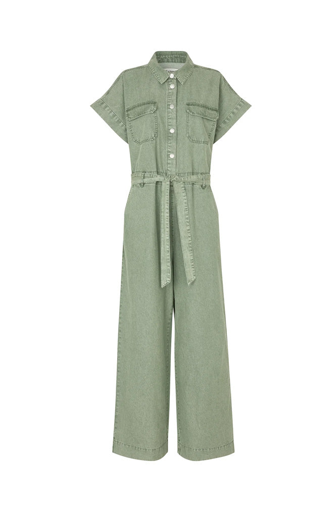Lolly's Laundry Mathilde Dusty Green Denim Jumpsuit