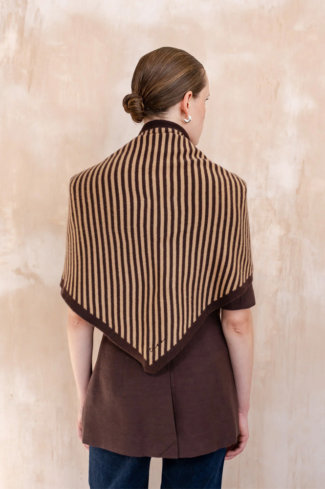 TBCo Camel & Brown Stripe Large Triangle Scarf