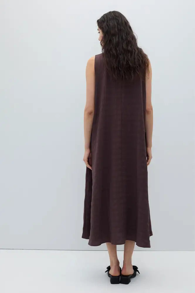 Rita Row Lovie Brown Asymmetric Gathered Dress - The Mercantile London