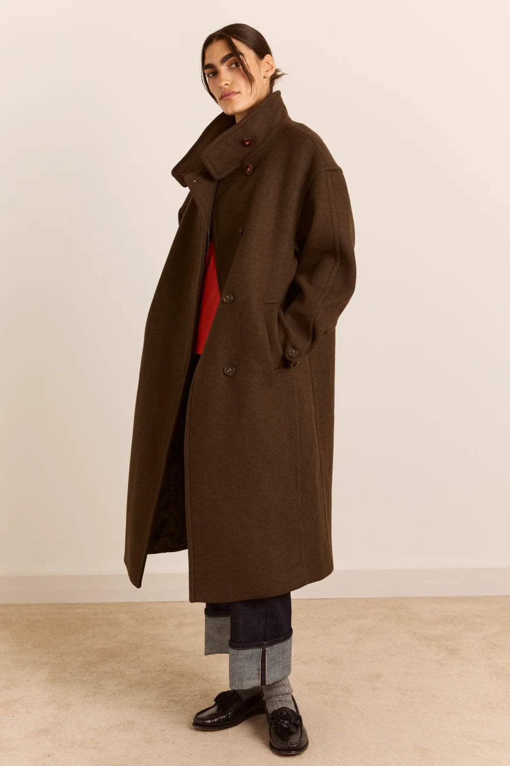 Damson Madder Agnes Chocolate Wool Coat