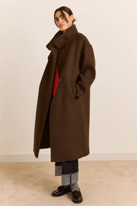 Damson Madder Agnes Chocolate Wool Coat
