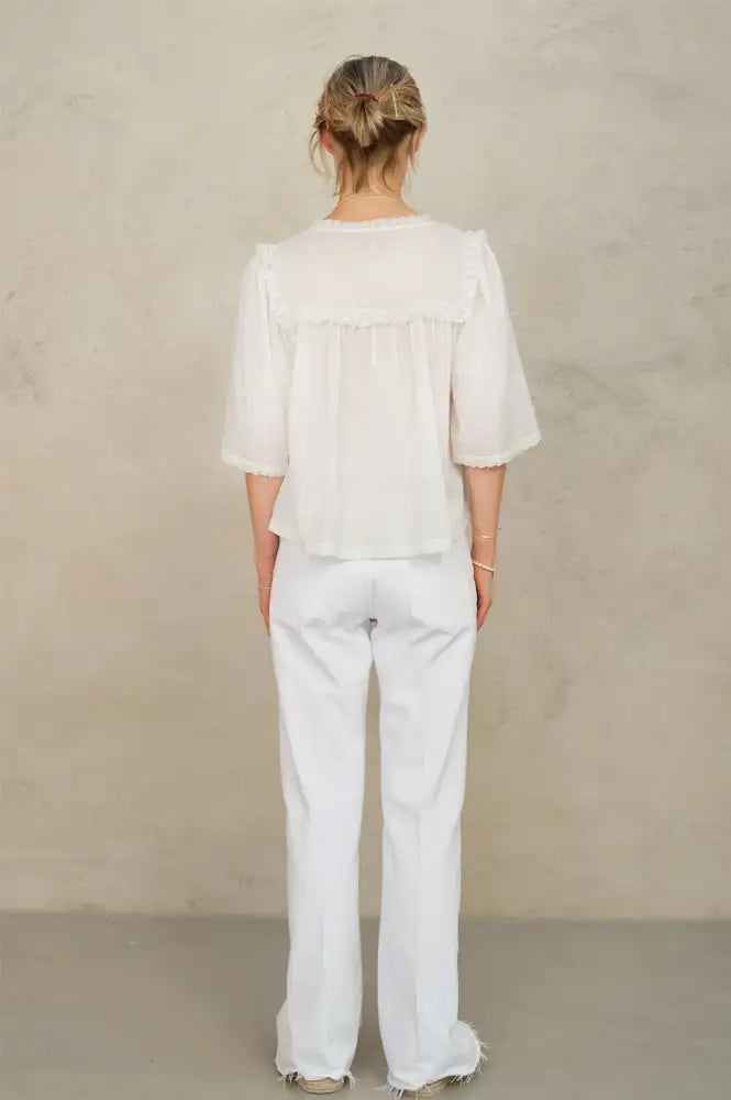 M.A.B.E Brea Ivory Frill Blouse