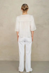 M.A.B.E Brea Ivory Frill Blouse
