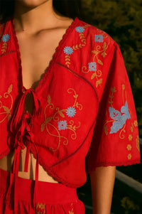 Sophie + Lucie Poppy Red Embroidered Top - The Mercantile London