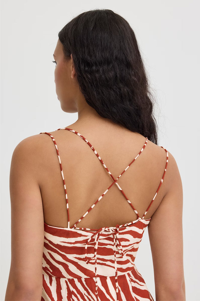 ICHI Yardeen Brick Striped Cowl Neck Dress - The Mercantile London