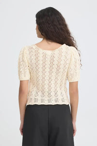 ICHI Daffie Birch Open Knit Cardigan - The Mercantile London