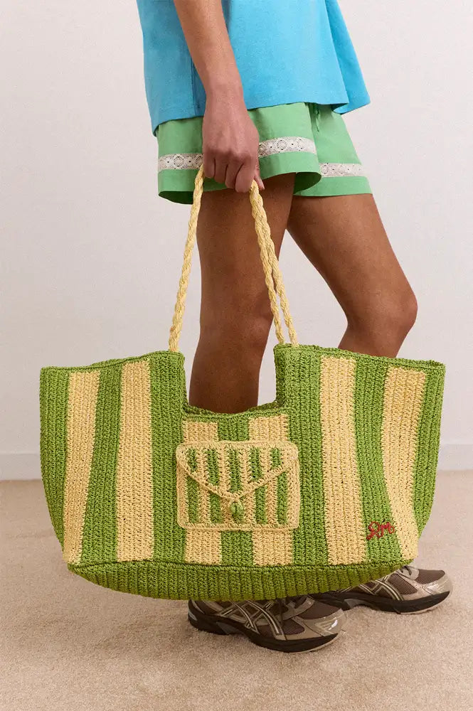 Damson Madder Orla Apple Stripe Beach Bag