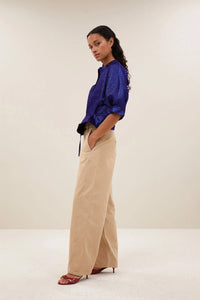 By-Bar Christi Azul Blue Metallic Blouse