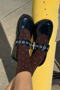 Le Bon Shoppe Patterned Cacao & Blue Polka Dot Sneaker Socks