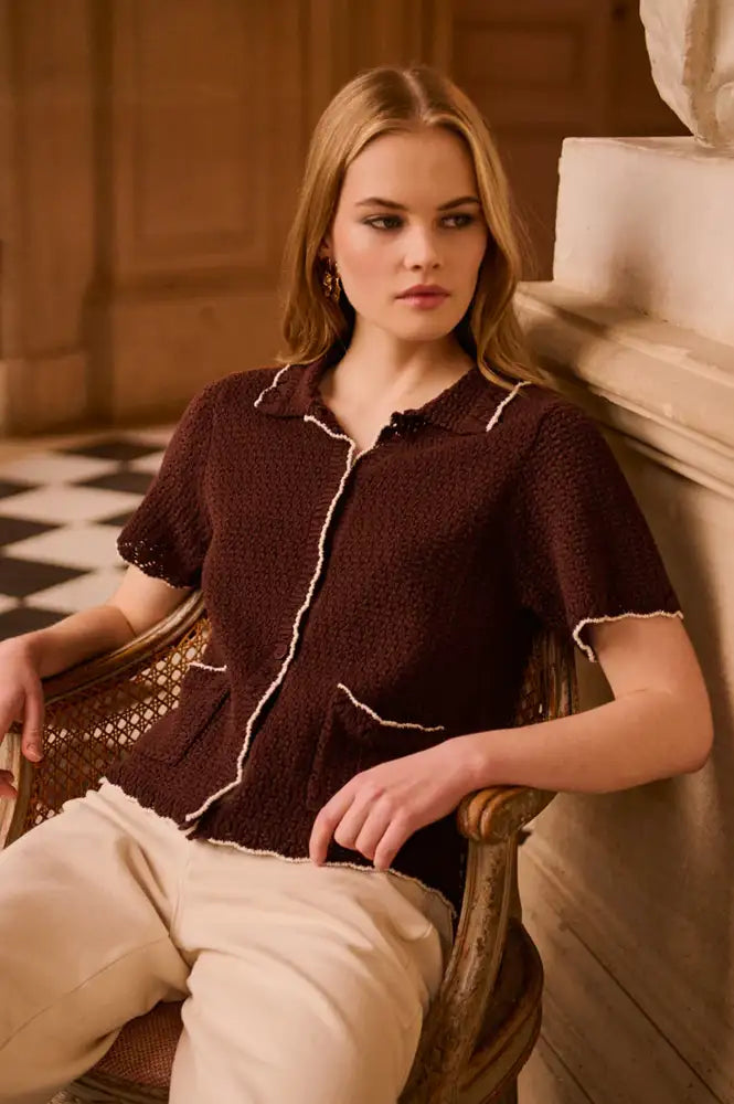 Petite Mendigote Mina Chocolate Knitted Shirt - The Mercantile London