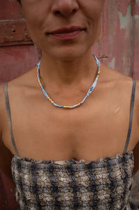 Arifah Studio Aqua Blue Bandana & Bronze Necklace