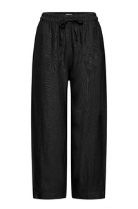 ICHI Linno Black Barrel Leg Trousers - The Mercantile London