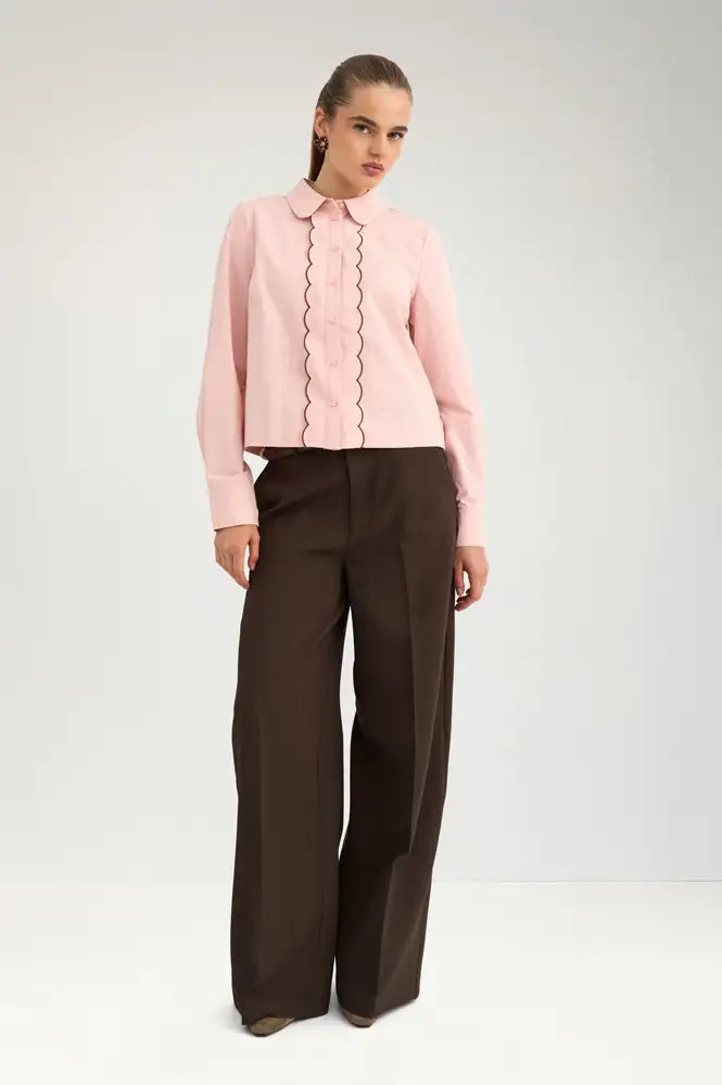 Numph Francy Peachskin Scalloped Shirt