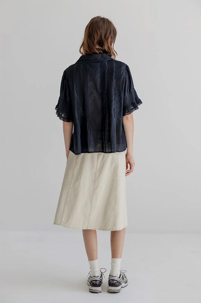 Project AJ117 Gail Black Pintuck Blouse - The Mercantile London
