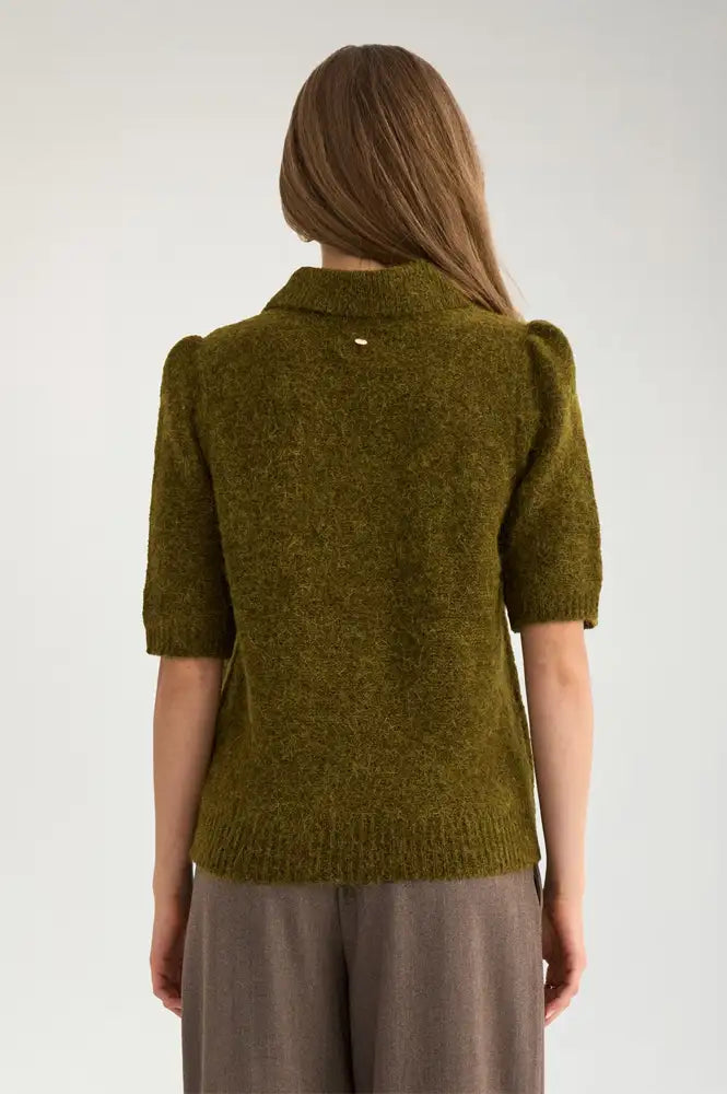 Numph Salia Fir Green Short Sleeve Cardigan