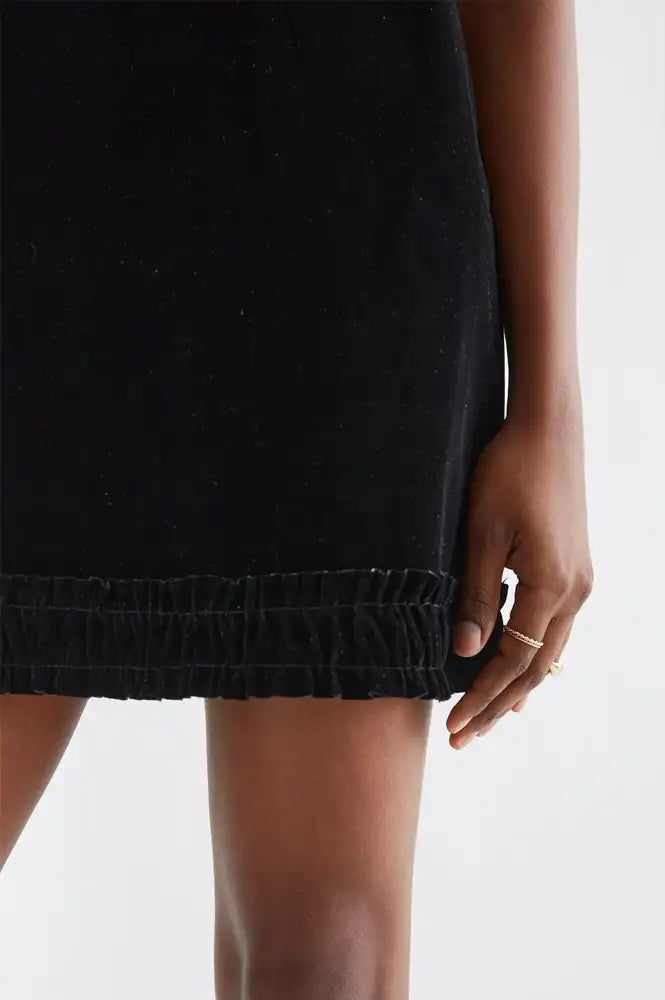 Compania Fantastica Black Velvet Short Dress