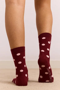 Damson Madder Pink & Burgundy Spotty Twin Pack Socks