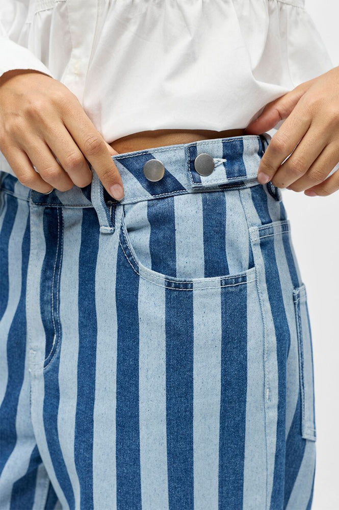 Object Rio Blue Striped Denim Jeans