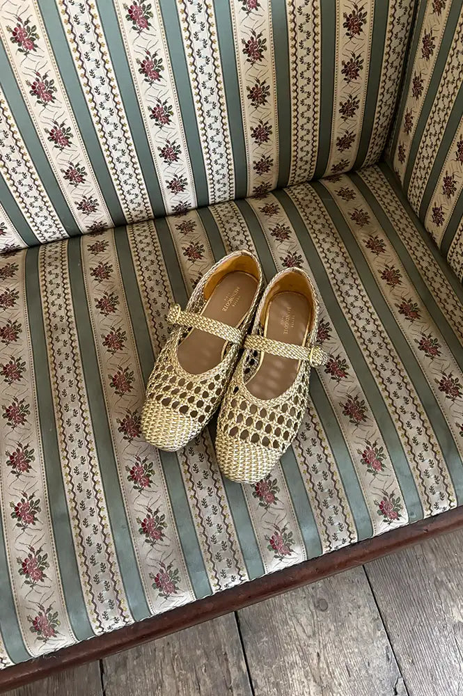 Petite Mendigote Carlita Gold Braided Ballerinas - The Mercantile London