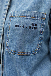 Object Vilma Short Denim Bow Shirt - The Mercantile London