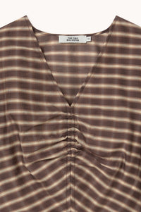 The Tiny Big Sister Brown Checks V-Neck Blouse