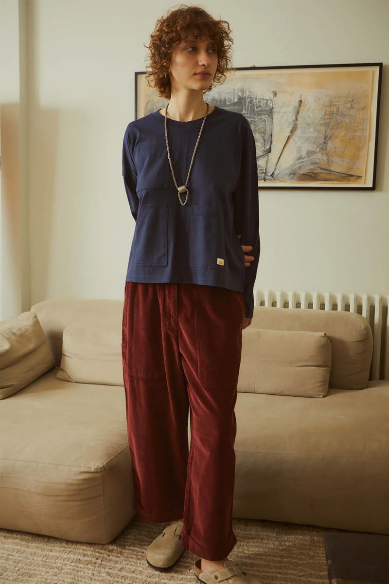 L.F. Markey Beckett Oxblood Cropped Corduroy Trousers