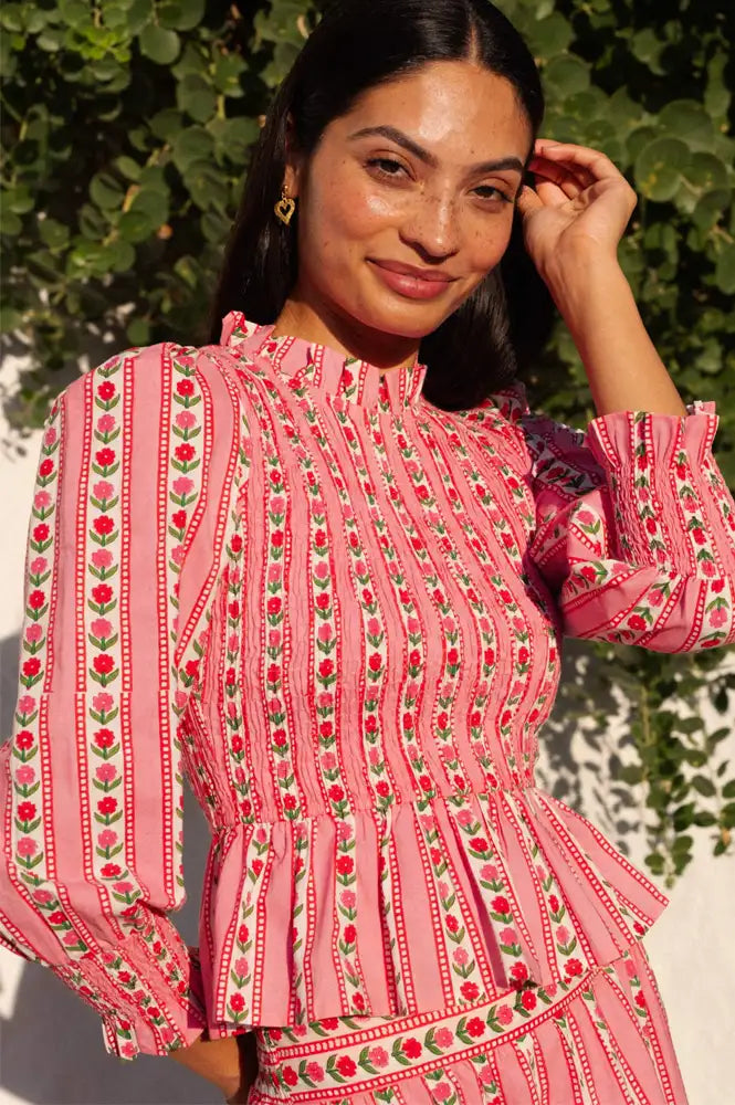 Pink City Prints Isabel Alpine Rose Blouse - The Mercantile London