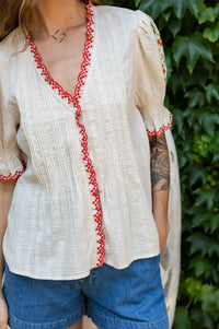 Indi & Cold Stone Cross Stitch Embroidered Shirt