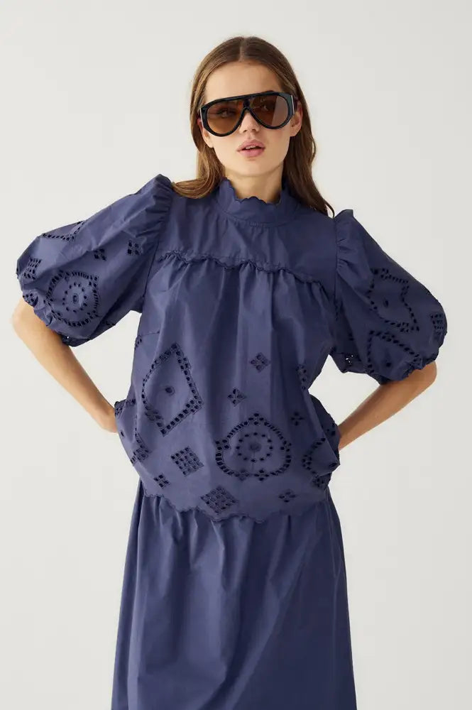Noella Marilyn Dusty Blue Blouse - The Mercantile London