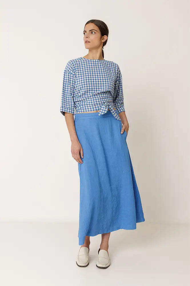 Indi & Cold Azul Linen Skirt - The Mercantile London