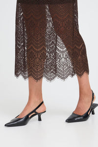 Fransa Caty Chocolate Lace Skirt - The Mercantile London