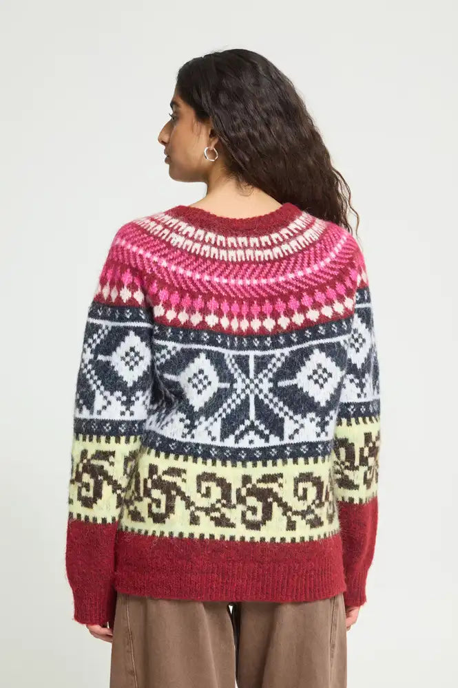 ICHI Cylle Zinfandel Pink & Charcoal Jumper