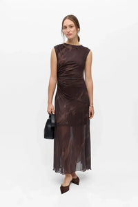 Object Noelle Chocolate Plum Ruched Maxi Dress