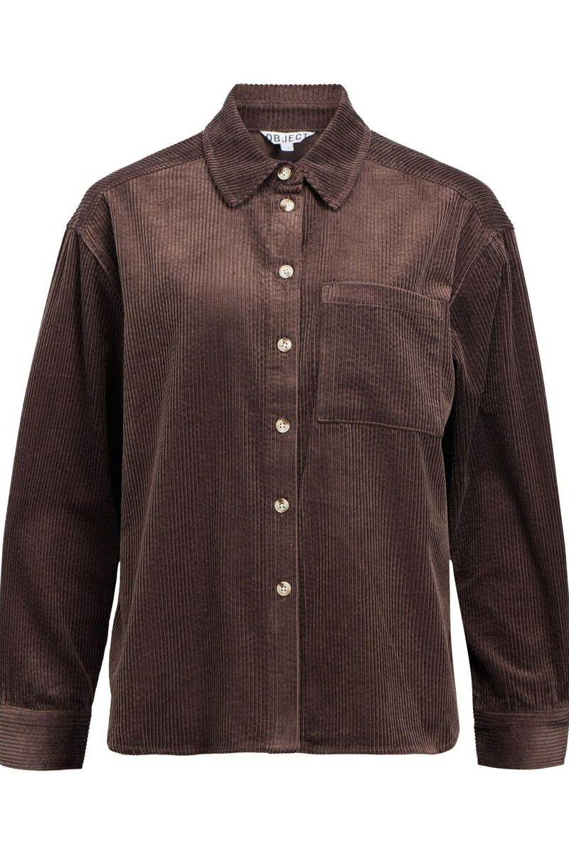 Object Gala Seal Brown Corduroy Shirt - The Mercantile London
