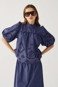 Noella Marilyn Dusty Blue Blouse - The Mercantile London