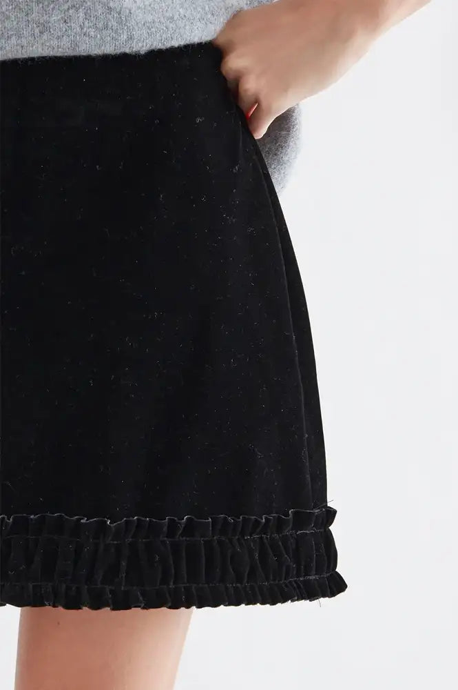 Compania Fantastica Black Velvet Short Skirt