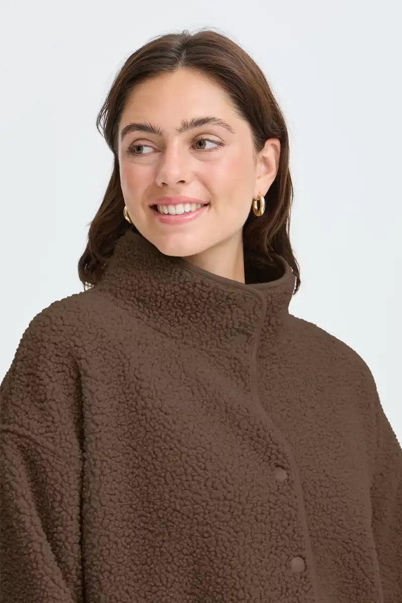 Fransa Gwynne Rain Drum Brown Sherpa Jacket