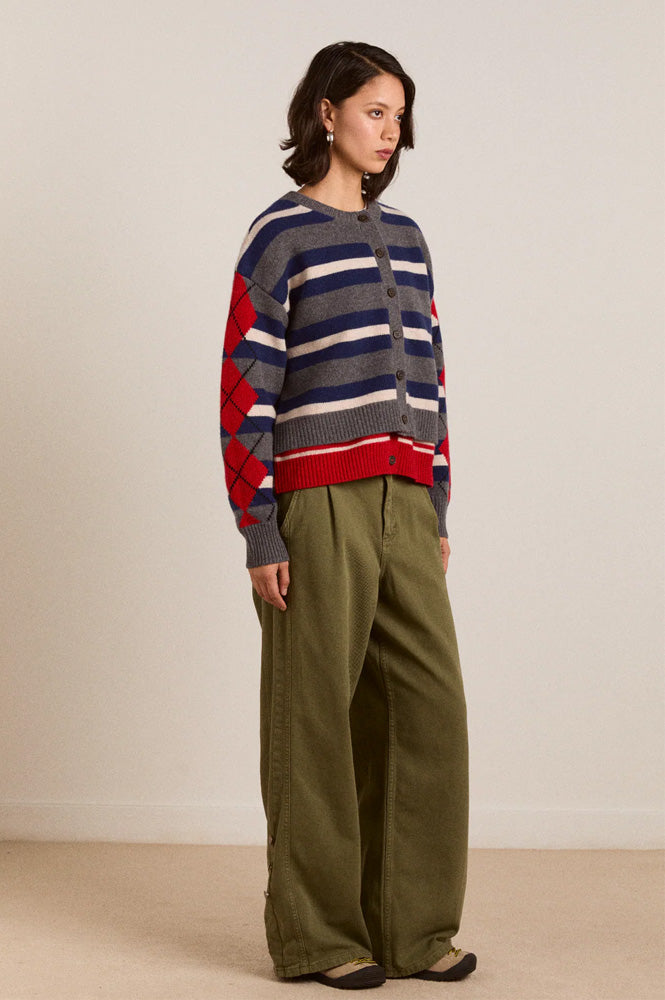 Damson Madder Didi Argyle Stripe Double Cardigan